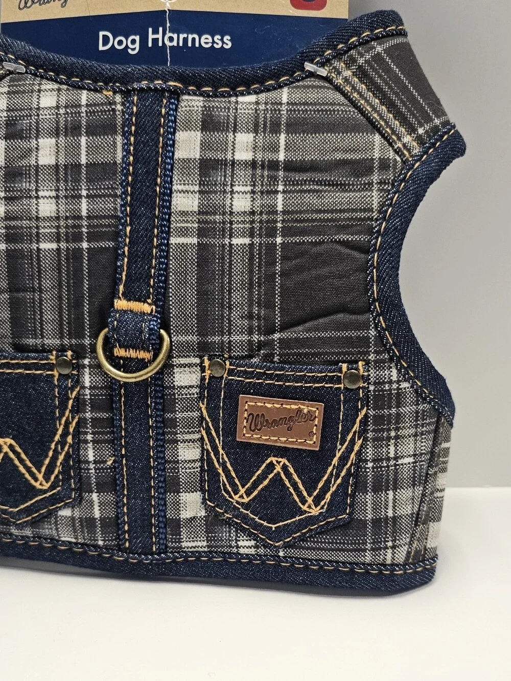 Wrangler brand plaid dog vest harness Small NEW